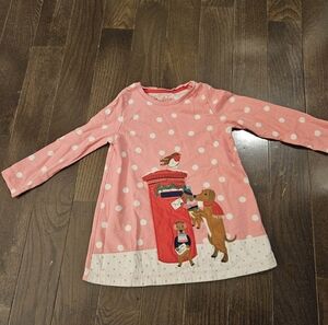 Mini Boden Pink Polka Dot Holiday Dachshund Dress 2-3